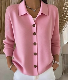 halpa -Naisten Neulos Tyylikäs Vapaa-aika Pehmeä Puhdas väri Joustin Paitapuserokaula-aukko Kudottu Pitkähihainen Tavalliset topit Neuloa ulko- Päivittäin Viikonloppu Musta Valkoinen Kevät Syksy