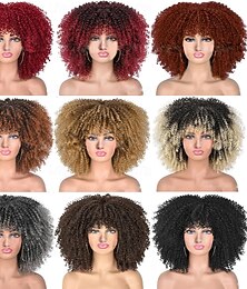 abordables -Perruque de carnaval 2026 Blond Rouge Noir Afro Afro Bouclé Court Perruque synthétique de festival Mardi Gras Parade Coiffure de costume de cosplay pour Femmes