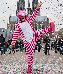 preiswerte -Karnevalskostüm 2026 Kigurumi-Pyjamas Ausgefallene Kostüme Onesie-Kostüm Tier Katze Zeichentrick Warm Schlafanzug Lustiges Kostüm Erwachsene Unisex Männer und Frauen Halloween Karneval Party Leistung