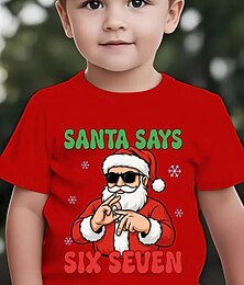 billiga -Jul Unisex Pojkar 3D Grafisk jultomten Rolig slang 67 T-shirt Kortärmad 3D-tryck Sommar Vår Sport Mode Streetwear Barn 4-12 år Rund hals Utomhus Ledigt Dagligen Normal