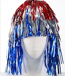 abordables -Perruque de carnaval 2026 Blond Rose Rouge Bouclé Mi-long Perruque synthétique de festival Mardi Gras Parade Coiffure de costume de cosplay pour Femmes
