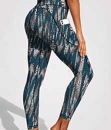 ieftine -Pentru femei colanți pilates Pantaloni de fitness Colanți casual Buzunare Taxă de timbru Peteci Pilates Sală de fitness Gimnastică antrenament Pantaloni Dresuri Ciclism Jambiere Leopard Gradient de