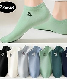 halpa -Miesten 7 paria Monipakkaus Sukat Juoksusukat Vapaa-ajan sukat Multi Color Väri Kirjain Loma Urheilu ja ulkoilu Päivittäin Perus Keskipaksu Kevät Syksy Muoti Vapaa-aika