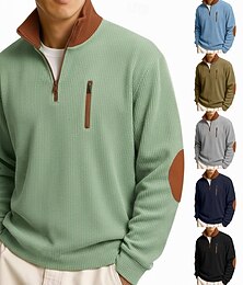 halpa -Miesten Vakosamettipaita T-paita Pitkähihainen paita Pitkähihainen Vetoketju Kesä Syksy Syystalvi Väripalikka Päivittäin Vapaa-aika Katutyyli Vetoketju Ylisuuret Löysä ulko- Katu Kausaliteetti