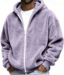 abordables -Homme Sweat à capuche Sweat à capuche zippé intégral Sweats à capuche zippés Sweat à capuche en polaire Noir Blanche Vert Claire Rose Claire Rouge À capuche Uni Zip Up Sport & Loisir Quotidien Fête