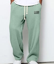 preiswerte -Herren Jogginghose Hose Gerade geschnittene Sweatpants Waffelhose Kordelzug Tasche Elastischer Bund Kreuz Komfort Sport im Freien Täglich Mode Lässig Dunkelbraun Schwarz Mikroelastisch