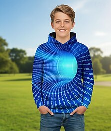 ieftine -Băieți 3D Grafic Geometric 3D Print Hanorac cu Glugă Manșon Lung Primăvară Toamnă Modă Șic Stradă Copii 4-12 ani Capișon În aer liber Casual Zilnic Fit regulat