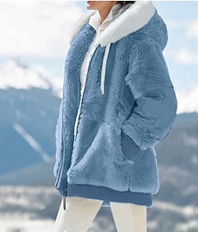 preiswerte -Damen Fleecejacke Freizeitjacke Kapuzenjacke Bequem Atmungsaktiv Reißverschluss Tasche Lässig Einfarbig Urlaub Straße Lässig Alltagskleidung Reisverschluss Regulär Mit Kapuze Normale Passform Langarm