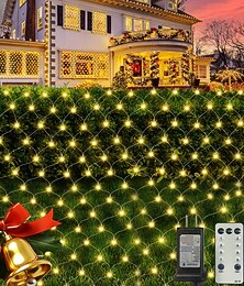 billiga -Julnätbelysning anslutningsbar vattentät ljusslinga med 8 funktioner timer fjärrkontroll bröllop festival feststämning dekorativa ljus lågspänning säker anslutning