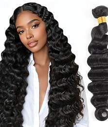 abordables -Cheveux humains brésiliens 1b # couleur noir naturel foncé, mèches lâches, 1 paquet de 25 à 75 cm