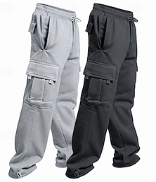 economico -Confezioni multiple 2 pezzi Per uomo Blu navy + nero Pantaloni da Tuta Cargo Pantaloni Coulisse Elastico in vita Semplice Vacanza Abbigliamento quotidiano Poliestere Primavera