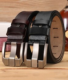 preiswerte -Echtleder-Herrengürtel – klassisches Design mit Edelstahlschnalle, perfekt als Weihnachtsgeschenk und für den Alltag.