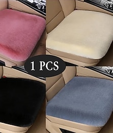 baratos -Almofada quadrada de lã grossa multicolorida para assento de carro, em pele de coelho macia e aconchegante para o inverno, ideal para motorista ou passageiro. Capa universal para carro.