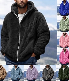economico -Per uomo Felpa con cappuccio Felpa con cappuccio a zip intera Giacca in Pile Nero Rosa Verde militare Blu marino Blu Reale Con Cappuccio Semplice Tasca Sport & Outdoor Quotidiano Ferie Poliestere