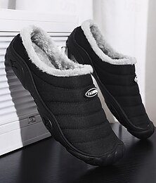 abordables -Zapatos negros acolchados sin cordones para hombre con forro polar: calzado cálido y cómodo para el invierno, salidas informales y para estar cómodo en casa.
