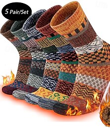 halpa -Miesten 5 Parit Monipakkaus Sukat Juoksusukat Vapaa-ajan sukat Multi Color Väri Geometrinen Loma Urheilu ja ulkoilu Päivittäin Perus Lämmin Syksy Talvi Muoti Etninen
