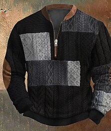 economico -Per uomo Geometrico Stampa Felpa grafica Felpe Manica Lunga Felpa Zip a un quarto Vintage Retrò Stampa Ferie Uscire Stampato Autunno Inverno