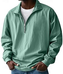 זול -בגדי ריקוד גברים חולצות פולו רבע זיפ פולו לבוש יומיומי פגישה (דייט) רבע מיקוד שרוול ארוך אופנתי בסיסי אחיד רוכסן אביב סתיו רגיל פול שחור לבן אודם סגול תלתן חולצות פולו