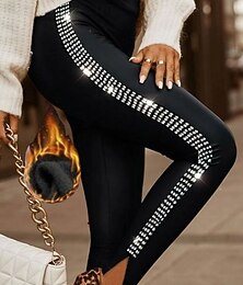 economico -Per donna Chinos Collant Leggings Vacanza Moda Streetwear Lunghezza intera Vita media Semplice Elastico in vita Foratura a caldo Caldo Confortevole Micro-elastico Alta elasticità Formale All'aperto