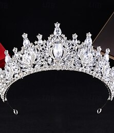 baratos -Crown Tiaras Decoração de Cabelo Liga Casamento Aniversário Elegante Estilo bonito Com Pedrarias Capacete Chapéu
