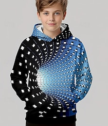 abordables -Garçons 3D Graphique Géométrique Sweat à Capuche Pull manche longue Impression 3D Printemps Automne Sports Mode Streetwear Enfants 4-12 ans À capuche Extérieur Occasionnel Quotidien Coupe régulière