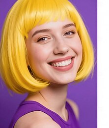 preiswerte -Karnevalsperücke 2026 Blond Rosa Rot Glatt Bob Kurz Synthetische Festivalperücke Karneval Parade Cosplay-Kostümfrisur für Damen