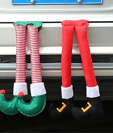 economico -decorazione natalizia per auto, gambe di elfo di Babbo Natale, ciondolo per gamba del bagagliaio dell'auto, decorazioni natalizie in peluche, a scatto sul bagagliaio o sull'albero di Natale,