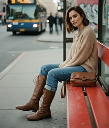 levne -Dámské džínové boty na šněrování - ležérní vysoké ploché boty na jaro a podzim, pohodlné a stylové