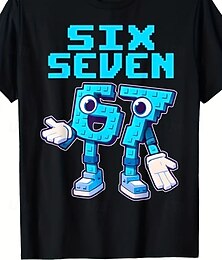 preiswerte -Baumwolle Kinder Jungen Schwarz Grafik Lustiger Slang 67 T-Shirt Bluse Rundhalsausschnitt Kurzarm Outdoor Alltagskleidung Mode Streetwear Designer Drucken Sommer