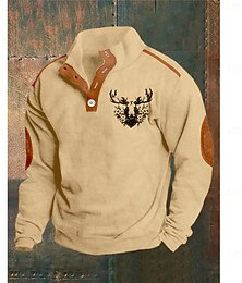 economico -Per uomo Maglia Felpa con cappuccio Maglione Felpa con cappuccio abbottonata Felpa da caccia Cachi Colletto Mao Semplice Patchwork Sport & Outdoor Casuale Quotidiano Streetwear Cool Abbigliamento