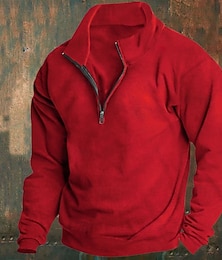economico -Per uomo Maglia Pile polare Felpa con zip corta Grigio chiaro Mezza zip Semplice Quotidiano Sport & Outdoor Ferie Poliestere Streetwear Essenziale Casual Autunno & Inverno Abbigliamento Felpe con