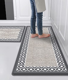 preiswerte -Läuferteppiche für Flur und Küche, dicke PVC-Anti-Ermüdungsmatte, Kunstleder-Optik, Doppelrahmen-Design, wasserdicht, ölbeständig, rutschfest