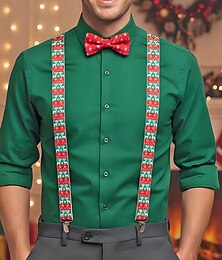 preiswerte -Weihnachtshosenträger für Herren – elastisches Polyester mit Lebkuchen- und Zuckerstangenmotiv, festlicher Stil für Weihnachtsfeiern und Feste