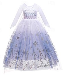 abordables -Semaine du livre 2026, robe de fête pour filles, robe à manches longues flocon de neige, robe de soirée habillée, robe de spectacle, robe en tulle violet, robe maxi princesse en polyester, robe trapèze, robe à partir de 4 ans