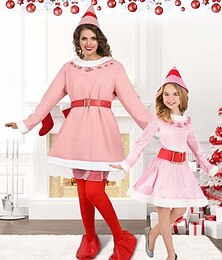 halpa -Haltia Asu Tyylikäs joulumekko Naisten Tyttöjen Cosplay-asu Ryhmäperheen asu Jouluasuste Aikuiset Lasten Joulu Uusi vuosi Suoritus Juhla Leninki Housut Vyö Hattu