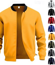 economico -Per uomo Giacca Leggera Giacca Casual Vacanza Quotidiano Traspirante Tasca Primavera Autunno Semplice Moda Classico Collo alla coreana Regolare Nero Giallo Rosso Blu marino Blu reale Giacca