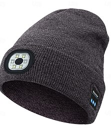 economico -Cappello in Maglia Musicale Wireless Bluetooth Nuovo Cappello Luminoso LED all'aperto Cappello Wireless Bluetooth con Auricolari Integrati Ricaricabile USB Alimentazione Batteria 1.5-3W Regalo di San