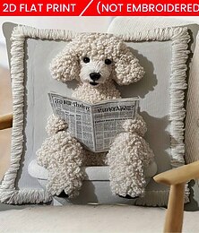 billiga -Läshund örngott mjukt kort plysch dekorativt kuddefodral med konstbroderi 2D platt tryck för soffa sovrum vardagsrum heminredning örngott utan inlägg