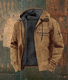 abordables -Homme Sweat à capuche zippé intégral Veste en Polaire Sweat à capuche en polaire Noir Marron Gris foncé À capuche Lettre Croix Fermeture éclair Avec Poches Occasionnel Quotidien Sortir Polyester