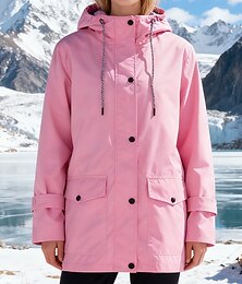 preiswerte -Damen Kapuzenjacke Wasserdichte Regenjacken Regenmäntel Wasserdicht Warm Reißverschluss Tasche Mode Lässig Einfach Alltagskleidung Wochenende Reisverschluss Lang Mit Kapuze Normale Passform Langarm