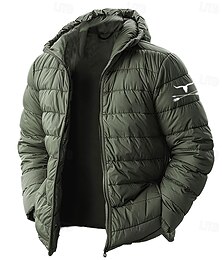 preiswerte -Herren Arrow Kuhmuster Wintermantel Daunenjacke Thermowarm Regenfest Leicht Lässig Outdoor Täglich Wattierte Steppjacke mit Kapuze Herbst Winter Langarm Schwarz Rote Königliches Blau