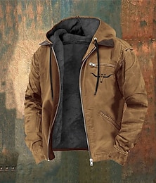 economico -Per uomo Felpa con cappuccio a zip intera Giacca in Pile Felpa con cappuccio in pile Verde militare Blu marino Marrone Grigio scuro Con Cappuccio Mucca Cerniera Tasca Casuale Quotidiano Uscire