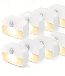 economico -4/8 pezzi di luce notturna a induzione del corpo umano per interni, alimentata a batteria AAA, luce notturna a LED per casa, soggiorno, scale, bagno, guardaroba, camera da letto e illuminazione del