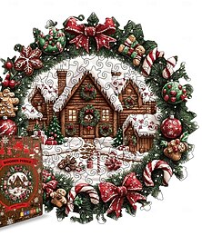 economico -puzzle di ghirlanda natalizia in legno - puzzle a forma di animale irregolare, gioco interattivo per famiglie per l'arredamento della casa, compleanno perfetto &regalo di Halloween, ideale per adulti