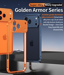abordables -teléfono Funda Para iPhone 17 Pro Max Marco Antigolpes Ultra Delgado Diseño Geométrico Metal