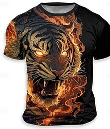 economico -Per uomo Animale Tigre Divertente Maglietta Manica Corta maglietta Stampa 3D Girocollo Camicia Esagerato Designer Feste Ferie Nero 1 Nero 3 Nero 2 Estate Primavera Abbigliamento S M L XL XXL XXXL