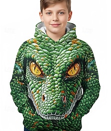 abordables -Garçons 3D Graphique Animal Dinosaure Sweat à Capuche Pull manche longue Impression 3D Printemps Automne Sports Mode Streetwear Enfants 4-12 ans À capuche Extérieur Occasionnel Quotidien Coupe