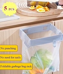 halpa -5 kpl kokoontaitettava monitoiminen roskapussiteline seinälle, muovipussiteline kotikeittiöön ja kylpyhuoneeseen, monikäyttöinen roskapussiteline, ei poraamista