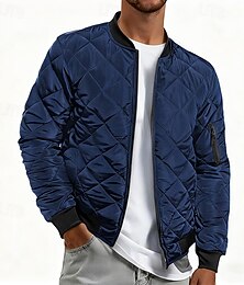 preiswerte -Herren Bomber Steppjacke Rauten wattierte Jacke Winter Outdoor Chunky Varsity Flight Winddicht Warmer Trenchcoat Top Steppnähte Baumwolle Outwear Mantel Full Zip Camping Wandern Jagd Angeln