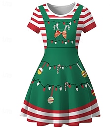 economico -Pupazzo di neve Elfo Abito di Natale fantasia Costumi Cosplay Ragazze Costume Cosplay Grafico Fantasia/motivo Costume di Natale Bambini Natale Capodanno Feste Vestito